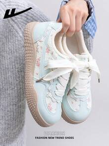 1 Paar WARRIOR Damen Dicksohlige Schnürschuhe mit weicher Sohle, Flache Outdoor-Schuhe, Warme Winterschuhe, Pendlerschuhe, Runde Zehenkappe, Flacher Absatz, rutschfest, einfarbig, elegant, weiche Sohle, Wanderschuhe, geeignet für Studentenabschlussfotos, Flache Schuhe, Niedrige Leder-Sneaker