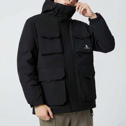 CAMEL CROWN Men's Lightweight Outdoor Down Jacket, New Autumn/Winter Style, 90% Down, Stand Collar, Warm And Ribbed Down Mountaineering Suit.