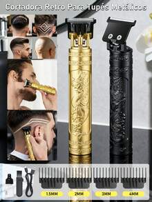 Afeitadora Eléctrica Multifuncional Para Hombres Con Maquinilla De Afeitar, Kit Profesional De Corte De Pelo Eléctrico Para Hombres, Recortadora De Cabello, Corte De Pelo Al Ras, Cortapelos Con Hoja En Forma De T, Carga Usb, Juego De Peines Guía Para La Barba, Kit De Arreglo Personal Para Hombre - Multicolor - Ver 2