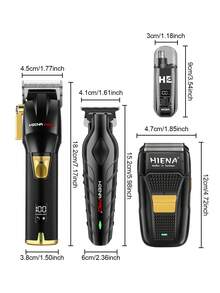 HIENA 4-In-1 Professional Men's Electric Grooming Kit - Cordless Hair Clipper, Shaver, Body Groomer, Nose Trimmer, Rechargeable Lithium Battery, LED Display, Luxury Gift Box, Multiple Accessories, Personalized Grooming Tool, Ideal Gift - Black - View 7