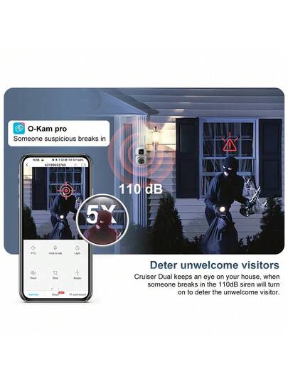 8MP Dual Lens Security Camera, 4K/8MP WiFi Outdoor Cameras Home Security, Supporting Two Way Audio, Slimme Night Vision Motion Detection, 360° Whole Monitoring Via App Vision, Moving Object Tracking, Intercom, Multi Sharing, Real Time Alarm view 4