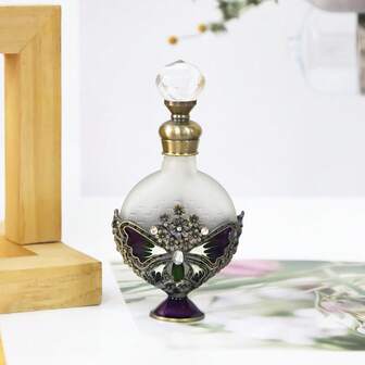 10ml/0,34oz Botella vacía recargable con decoración de mariposa y floral estilo vintage, solo lavar a mano, decoración del hogar, accesorio para bandeja de tocador, regalo para mujeres/niñas, almacenamiento elegante de fragancias, accesorio cosmético sofisticado (vacío, sin fragancia)