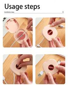 数据线收纳盒，旋转式线缆，黑色固定带，透气，多功能 - 带手机支架，轻便，口袋大小，旅行必备，可用于收纳数据线、耳机、鼠标等。 - 彩色 - 查看 9