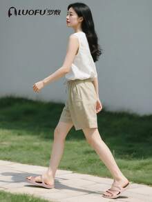 新款LUOFU时尚夏季女士拖鞋，舒适橡胶中底，户外休闲凉鞋，沙滩鞋，防滑，家居拖鞋，户外PVC防滑凉鞋 - 粉色 - 查看 6