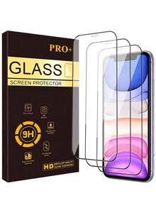 3片装高清防刮钢化玻璃屏幕保护膜，兼容 17/16 Pro Max/16/16 Pro/16 Plus/15 Pro Max/15/15 Pro/15 Plus/14 Pro Max/14/14 Pro/14 Plus/13 Pro Max/13/13 Pro/12/11，带丝网印刷黑色边框，屏幕保护膜 - 無色 - 查看 7