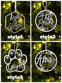 1/5/10pcs Customized Wooden Hanging Decor, Personalized Text, Perfect For Home Decor, Creating Christmas Atmosphere, Gifting To Friends & Family, Snowflake & Paw Print Elements, Ideal For Christmas, Birthday, Valentine's Day
