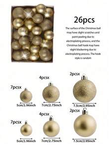 Zestaw 42 złotych bombek choinkowych, bombki choinkowe 3/4/5 cm, wiszące bombki choinkowe, złoty zestaw ozdób świątecznych, odpowiedni do dekoracji choinki, nietłukące się ozdoby świąteczne, odpowiednie na przyjęcia świąteczne, wystrój domu, wystrój pokoju, Boże Narodzenie, wesele, dekoracje choinkowe, złote dekoracje świąteczne, sztuczne złote ozdoby choinkowe, bombki choinkowe DIY - Złoto - Zobacz 10