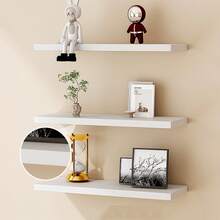 1pc Wall Mounted Floating Shelf, Wooden Board Bookshelf, Wall Decor Rack, Rustic Style Wood Plastic Composite Shelving Unit For Bathroom, Kitchen, Office - Multicolor - View 5