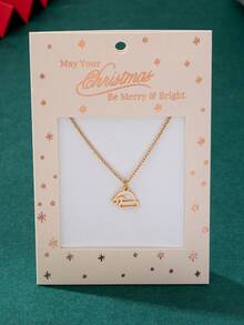 1 Pc Minimalist Christmas Tree Snowflake Pendant Necklace For Women, 2025 Winter Themed Xmas Reindeer Jingle Bells Charm Necklaces, Holiday Festive Jewelry Gift For Her