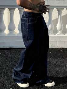 Men's Casual Loose Fit Jeans, Fashion Everyday Wear - Medium Wash - View 3