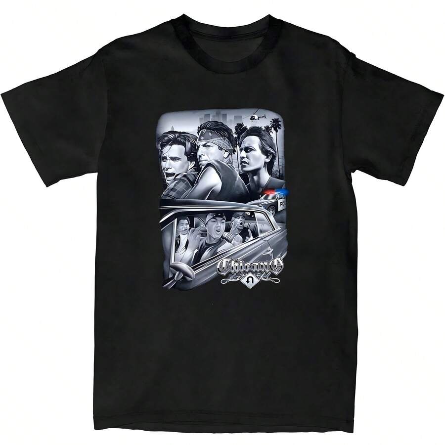 Chicano U Turn Sangre Por Sangre T Shirt - 黑色 - 查看 1
