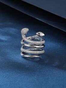 1pc Copper Material Fashionable Attractive Double Snake Design Unisex Ring, Suitable For Gift, Festival, Everyday Wear - 011145 - View 22