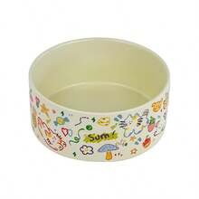 Cartoon Print Ceramic Cat Bowl, Material Pet Food Bowl, Anti-Slip & Neck Protection Cat/Dog Feeding Bowl - Multicolor - View 6