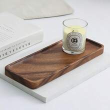 1pc Natural Walnut Wood Rectangular Tray - 11.8 Inch Large Bathroom Countertop Storage Box, Polished Moisturizing Skincare, Christmas Gift - Brown - View 6