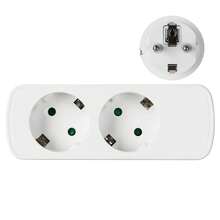 1/2 Paquete Enchufe Estándar UE de Doble Salida con Interruptor, Protección contra Sobrecarga, Portátil, Negro & Blanco, Adecuado para Uso Doméstico y de Oficina - Enchufe EU Tipo E(220-240V) - Ver 2