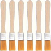 6支装尼龙画笔，短木柄 - 适用于油画棒、丙烯颜料和墙绘 - 耐用美术用品，适合学生和DIY项目，美术用品 | 短柄画笔 | 耐用画笔，绘画画笔，迷你画笔，娃娃屋，水彩画笔，油画棒 - 彩色 - 查看 5