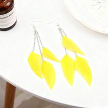 Retro Bohemian Tassel Earrings For Women, Elegant Vacation Personalized Feather Chain Dangle Earrings - Multicolor - View 2