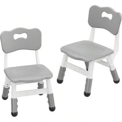 Adjustable Height Chairs Plastic Toddler Chair For Ages 26 3Level Height Sturdy And Lightweight AntiSkid Feet Gray