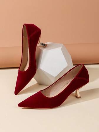 Women's New French Pointed Toe High Heels, Slim High Heel, Commuting & Daily Wear, Minimalist Elegant Versatile Low Vamp Work Shoes