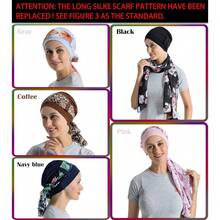 Bamboo Cotton Liner Chemo Headwear For Womenwith Silky Scarfs For Cancer Hair Loss Sleep Caps Beanie,OneSize,NavyBlue - 海軍藍 - 查看 8