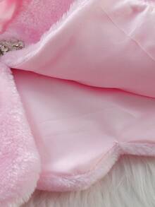 女童无袖仿皮草披肩夹克，适合连衣裙、正式礼服、公主裙，适合派对、表演、庆典、游行、生日派对、舞台、音乐会 - 藕粉色 - 查看 4