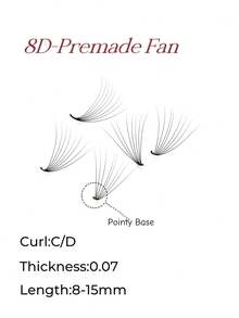 一盒1000根散装扇形睫毛嫁接，0.07毫米尖头，3D/4D/5D/6D/7D/8D浓密型预制睫毛嫁接 - C - 查看 9