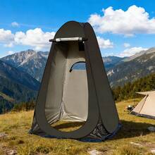 1.2m X 1.2m X 1.9m Outdoor Shower Tent, Privacy Pop-Up Changing Room For Camping Beach & Portable, Instant Portable Outdoor Shower Shelter With 2 Windows, Thicker Waterproof For Bathing - 黑色 - 查看 6