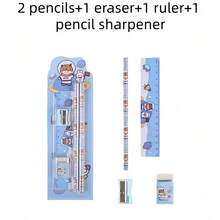 5Pcs Set Of Student Pencils, (2 Pencils + 1 Eraser + 1 Ruler + 1 Pencil Sharpener). Suitable For The School Season, School Supplies Gift Box, Student Pencil Stationery Gift Set, Stationery, Children's Gifts. (Random Styles And Colors)