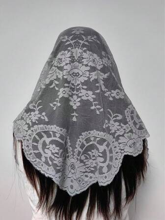 (125CM*60CM)/1pc Vintage Romantic Elegant Floral Ceremonial Veil, Church Headpiece, Lampshade, Tablecloth, Shawl, Dress Trim, Triangular Lace Edging