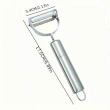 Stainless Steel Multifunctional Fruit And Vegetable Peeler - Efficient Kitchen Cutter, Wiper, Shredder And Scraper For Potatoes, Melons, Etc. - Easy To Use Kitchen Tools And Dorm Room Must-Haves, Compact Design, Sleek Kitchenware, Sturdy Kitchenware - Silver 1-pack - View 2