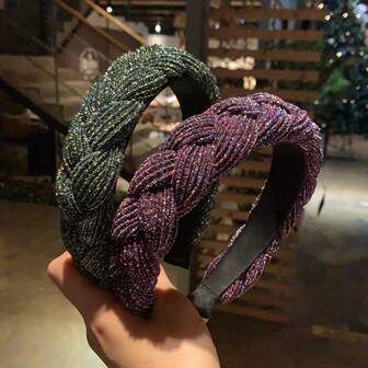 Diadema ancha elegante con nudo para mujer - Accesorio para el cabello tejido de colores, antideslizante, diadema de tela de moda, diseño retorcido, adecuado para uso diario y fiestas, diadema, diadema, aro para el cabello