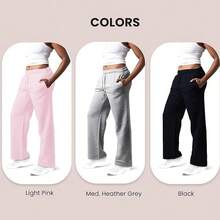 3 Pack Women's Wide Leg Sweatpants Workout And Yoga (Plus Sizes Available) ZQZF - 黑色/中灰/粉紅色 - 查看 9