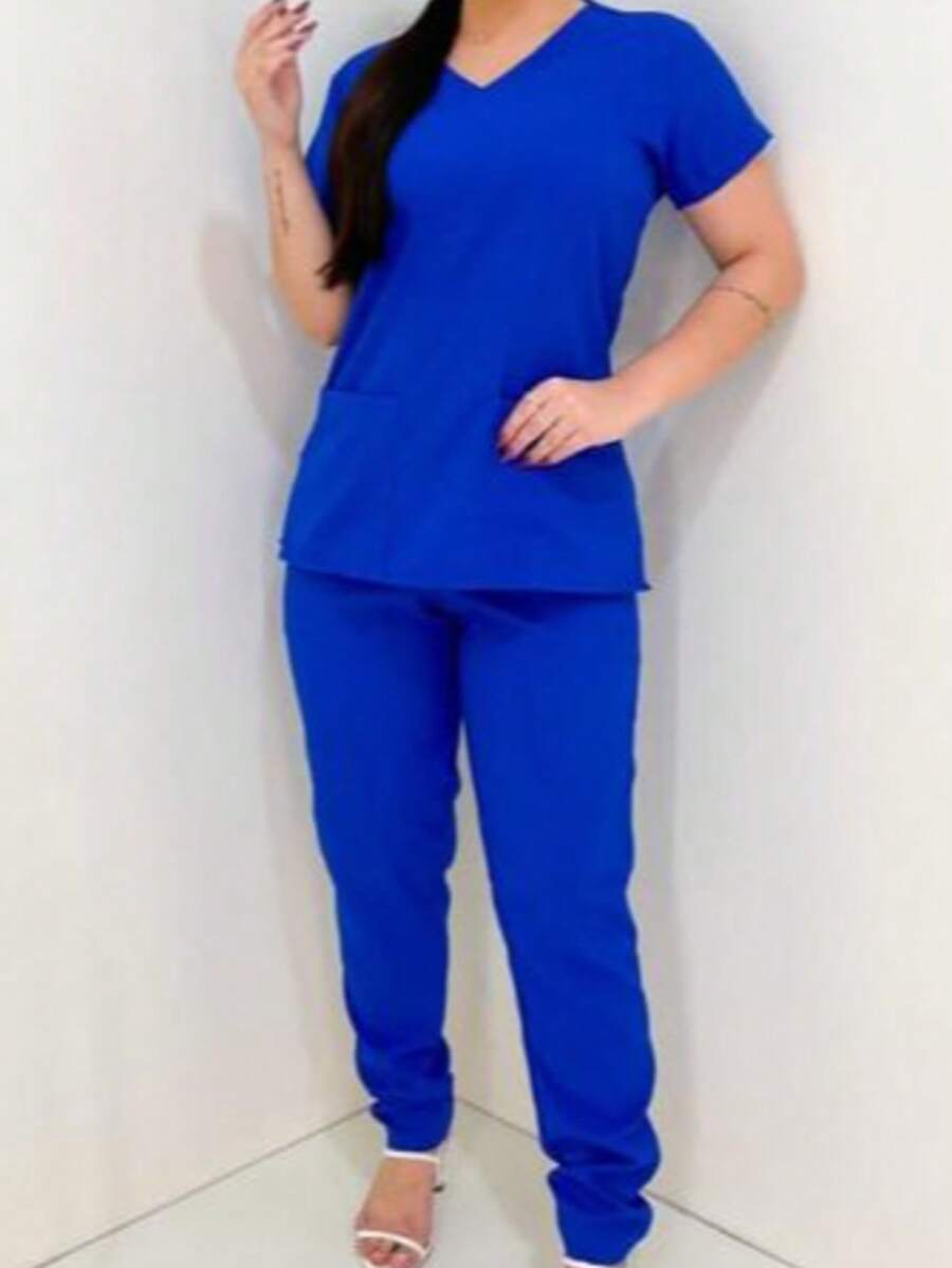 Surgical Scrub Set For Doctors, Nurses, Veterinarians, Plus Size Personal Protective Clothing, Gabardine - 寶藍色 - 查看 1