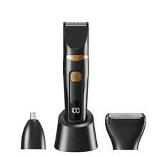 3-In-1 Electric Shaver, Electric Hair Clipper, Beard Trimmer, Nose Hair Trimmer, USB Rechargeable With LCD Display - Battery Level Indicator | Ideal Gift For Men Or Women