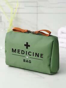 Retro Medizintasche für Frauen mit Reise-Organizer - Themen-Kosmetiktasche, mit Medikamentenetiketten-Design, Schwarz-Weiß-Kreuz-Muster (2 Reißverschlussarten werden zufällig versendet) - kompakte Kulturtasche mit mehreren Fächern, geeignet für Reisen, Krankenhaus, Klinik - ideales Geschenk zum Geburtstag/Weihnachten/Jahrestag für Krankenschwestern, Ärzte, Apotheker - strapazierfähiges tägliches und Notfall-Packelement - Verschiedenfarbig - Übersicht 3