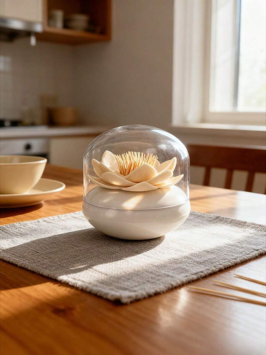 Creative Lotus Toothpick Holder, Multi-Functional Cotton Swab Storage Tube, Desktop Decorative Storage Box For Home