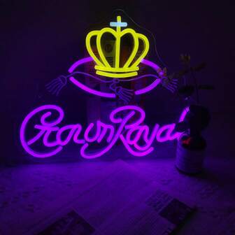 1个威士忌皇家多色霓虹灯LED灯，USB供电，适用于酒吧、夜总会、厨房、派对、生日、节日、男士专属空间、房间、客厅装饰