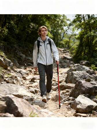 1pc Retractable Trekking Pole, Foldable Hiking Staff, Professional Outdoor Climbing Stick, Anti-Slip, Suitable For Men And Women