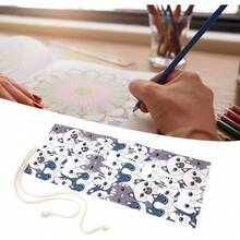 Cortina para bolígrafos, rollo de lápiz, plegable, lavable, portalápices, organizador, estuche enrollable, estuche para lápices, bolsa de almacenamiento para el hogar, para viajar, para la - 1 - Ver 2