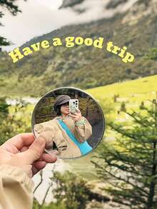 1个旅行摄影迷你圆形镜，反光镜，凸面镜，手持广角镜头，摄影及自拍配件