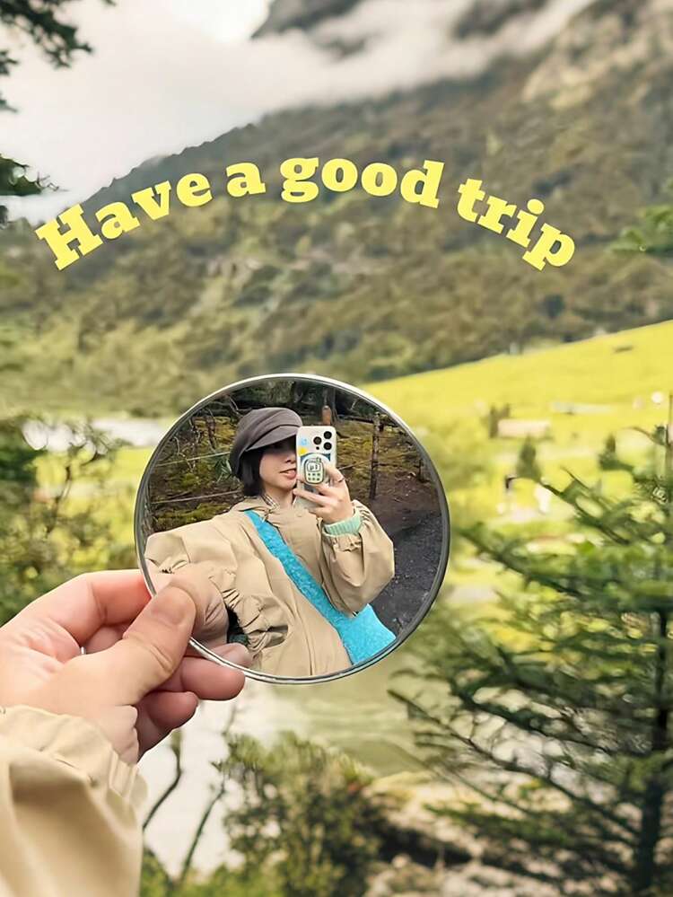 1pc Travel Photography Mini Round Mirror, Reflective Mirror, Convex Mirror, Handheld Wide Angle Lens, Photography & Selfie Accessory - Multicolor - View 13