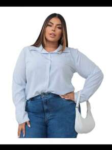 Striped Fabric Buttons Front Casual Daily Spring/Summer/Winter - Baby Blue - View 5