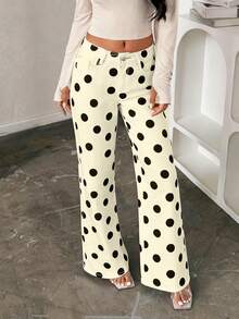 Jeans a gamba dritta da donna stile bohémien con pois bianchi, novità 2025