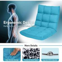 Peacock Blue Folding Gaming Chair, Adjustable 14 - Position Floor Sofa With Back Support, Alloy Steel Frame, Lazy Sofa Lounge Playing, Reading, Meditating, Recliner Adults,