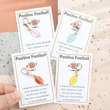1 Stück/4 Stücke Rugby Ball Schlüsselanhänger Set, inklusive motivierender Rugby Karte, ideal als Geschenk für Sportbegeisterte, beste Freunde, Brüder, Partyfavors mit Liebe & Fürsorge, perfekt für Weihnachten, Geburtstag, Hochzeit, Accessoire für Sportfans, Sportliches Anhänger.