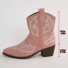 Stivaletti alla caviglia da donna con punta affusolata, tacco largo, ricamati, nuovi per l'autunno/inverno. Stivali Chelsea occidentali alla moda e versatili con taglio a V