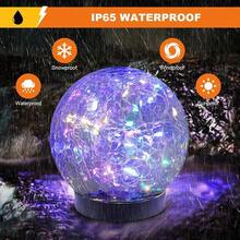 Solar Globe Lights Outdoor Waterproof-Solar Balls-Solar Garden Lights-Orbs For Outside 2 Pack Cracked Glass Ball For Lawn Patio Yard Backyard Decorations - 彩色 - 查看 2