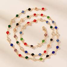 1 pieza Collar en forma de corazón de vidrio dorado y colorido con longitud ajustable, collar largo colorido, adecuado para galas, fiestas, San Valentín, regalo de Navidad - Vidrio color dorado - Ver 3