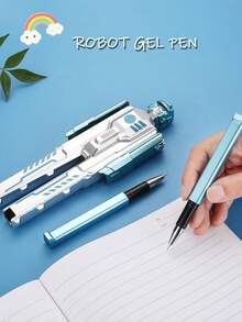 Robot Shaped Neutral Pen, Black Ink Ballpoint Pen, Gift Pen For Students - Multicolor - View 6