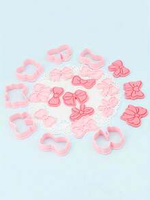 1pc 3D Bow Series Cookie Cutter DIY Clay Cartoon Cookie Molds Baking Tools, Kitchen Supplies - Pink - View 6